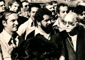 Con Luis Inacio da Silva en el ABC paulista, durante el primero de mayo de 1979.